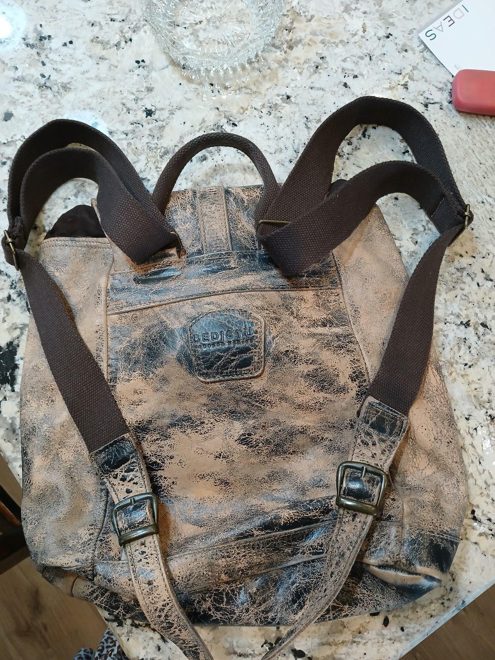 BED STU Distressed Leather JERICHO Brown Backpack - Picture 2 of 13